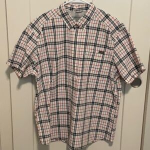 Eddie Bauer Red and Blue Casual Button Down Shirt